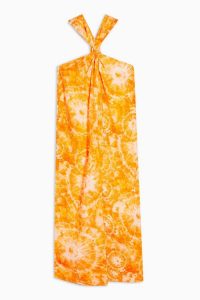 Topshop Boutique Silk Tie Dye Knot Dress Orange | casual luxe holiday frock