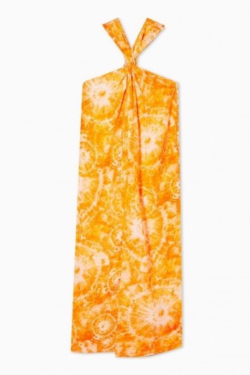 Topshop Boutique Silk Tie Dye Knot Dress Orange | casual luxe holiday frock - flipped