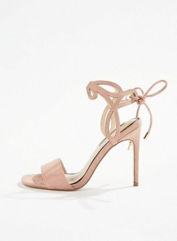 MISS SELFRIDGE SILVA Pink Laser Cut Out Sandals – luxe style heels - flipped