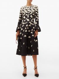 VALENTINO Snowdrop-print wool-blend crepe midi dress from Matches Fashion