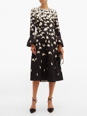 VALENTINO Snowdrop-print wool-blend crepe midi dress from Matches Fashion - flipped