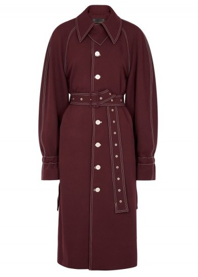 STINE GOYA Flo burgundy trench coat ~ belted coats - flipped