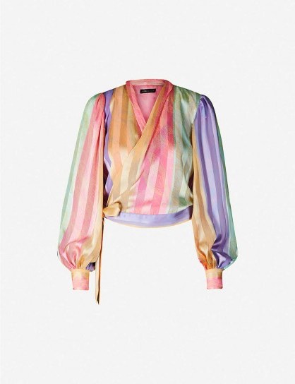 STINE GOYA Glenda striped devoré top Altitude stripes ~ rainbow wrap blouse - flipped