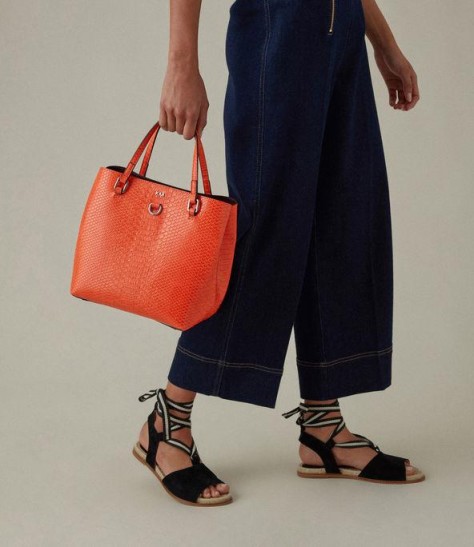 KAREN MILLEN Textured Tote Bag in Orange ~ bright & chic handbags