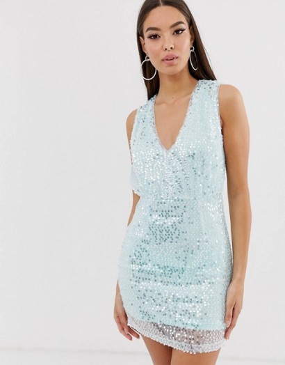The Girlcode sequin mini dress in mint | shimmering party fashion