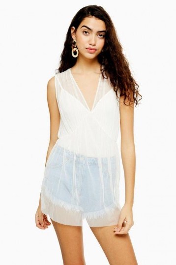 Topshop Tulle Overlay Bodysuit in Cream | sheer summer fashion - flipped