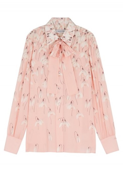 VALENTINO Light-pink snowdrop print silk blouse