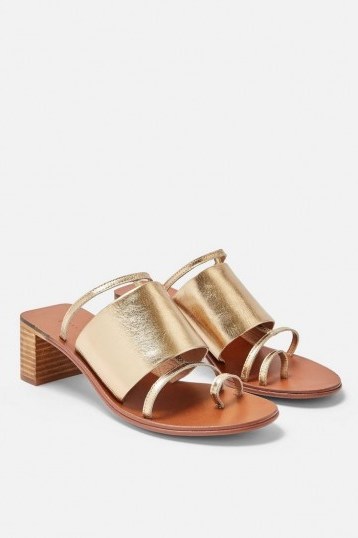 TOPSHOP VIOLET Gold Mule Sandals / metallic summer sandals - flipped