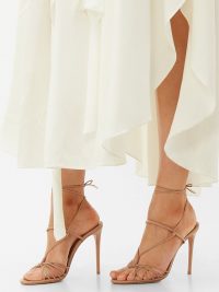 AQUAZZURA Whisper 105 leather sandals from Matches Fashion – beige sandals