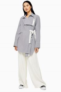 Topshop Boutique Wrap Striped Shirt in Monochrome | contemporary fashion