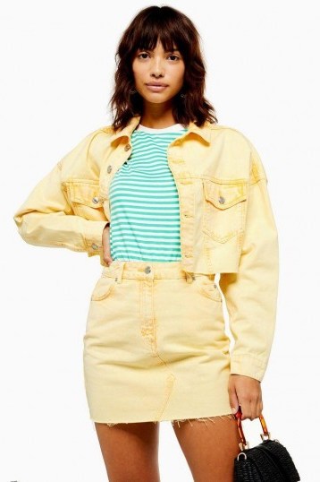 Topshop Yellow Acid Wash Denim Hacked Jacket | crop hem jackets | casual summer look - flipped