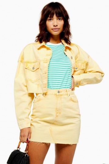 Topshop Yellow Acid Wash Denim Hacked Jacket | crop hem jackets | casual summer look