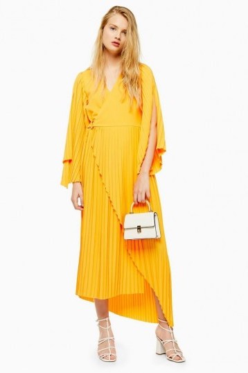 Selected Femme Yellow Ankle Dress | bright asymmetric summer dresses - flipped