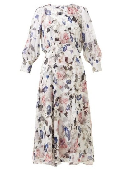 ERDEM Yusra Apsley-print silk-chiffon dress ~ painterly floral prints - flipped