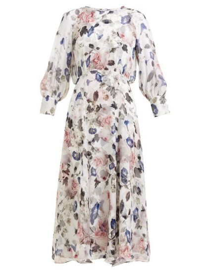 ERDEM Yusra Apsley-print silk-chiffon dress ~ painterly floral prints