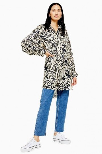 Topshop Boutique Zebra Print Silk Shirt in Monochrome | animal stripes - flipped