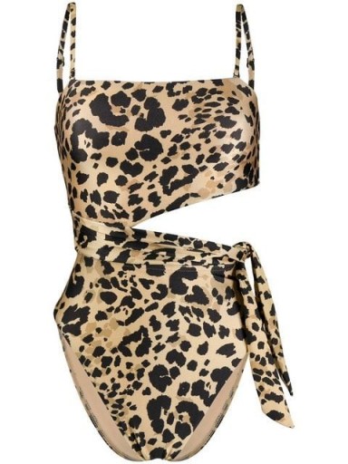 ZIMMERMANN leopard print swimsuit – beige and black animal print swimsuits – cut out swimwear