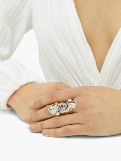 SYLVIA TOLEDANO Abalone and pearl-embellished ring - flipped