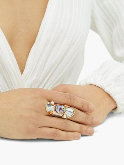 SYLVIA TOLEDANO Abalone and pearl-embellished ring