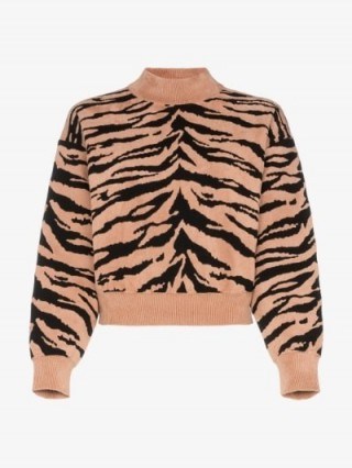 Alaïa Tiger Print Knit Sweater in orange and black - flipped