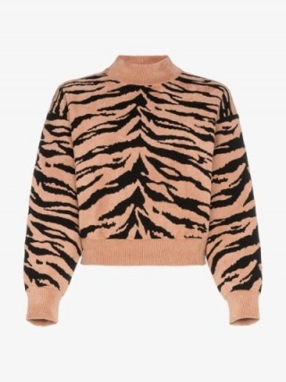 Alaïa Tiger Print Knit Sweater in orange and black