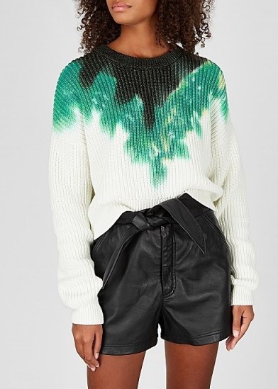 A.L.C. Elinor tie-dye knitted cotton-blend jumper | dropped shoulder crew neck sweater - flipped