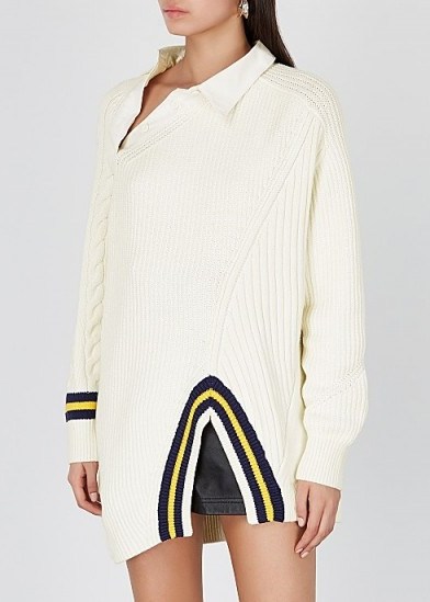 ALEXANDER WANG Ivory asymmetric cotton-blend jumper ~ contemporary knitwear - flipped