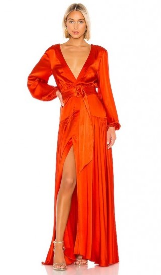 Alexis Modesta Gown in Red ~ striking front split gowns - flipped