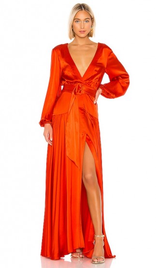 Alexis Modesta Gown in Red ~ striking front split gowns