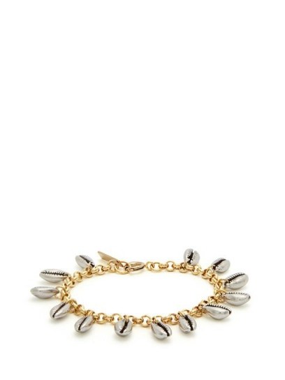 ISABEL MARANT Amer shell-charm chain bracelet ~ metallic-silver shells ~ ocean inspired charms - flipped