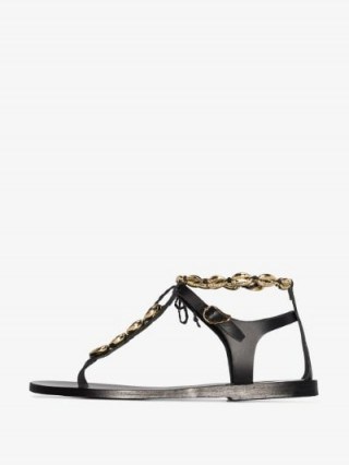 Ancient Greek Sandals Black Chrysso Shell Leather Sandals ~ summer holiday flats - flipped