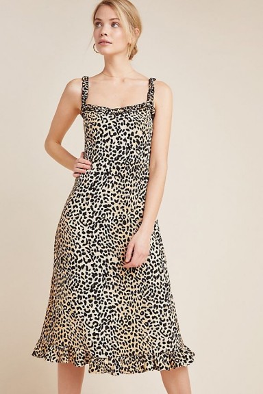 Faithfull Wild Cat Midi Dress Brown Motif ~ animal prints