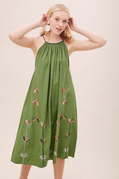 Corey Lynn Calter Cindy Embroidered Dress in Green | stylish and easy to wear summer frock | effortless style - flipped