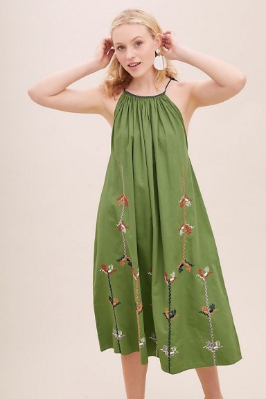 Corey Lynn Calter Cindy Embroidered Dress in Green | stylish and easy to wear summer frock | effortless style