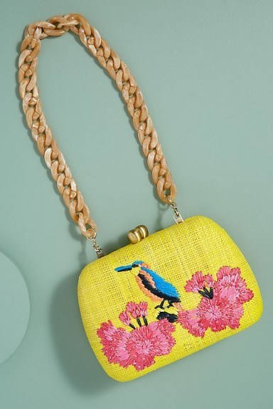 Serpui Lolita Embroidered Clutch in Yellow | bright summer bags - flipped