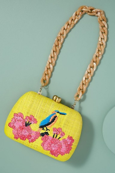 Serpui Lolita Embroidered Clutch in Yellow | bright summer bags