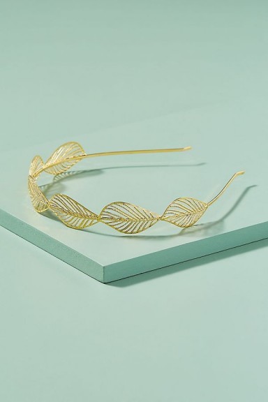 ANTHROPOLOGIE Gloria Leaf Headband Gold