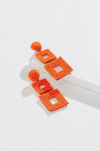 Ellorie Beaded Chandelier-Drop Earrings in Orange | bright retro jewellery