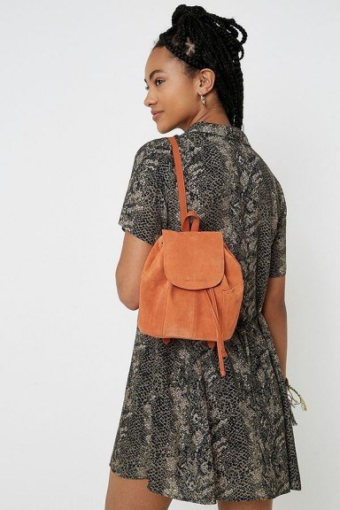 UO Orange Suede Mini Backpack | small backpacks - flipped