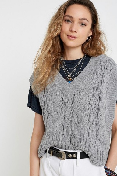 UO Ollie Oversized Jumper Vest in Grey | slouchy knitted tank