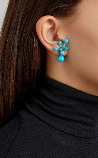 Sorab & Roshi Berry 18K Gold And Turquoise Earrings ~ blue stone jewellery - flipped