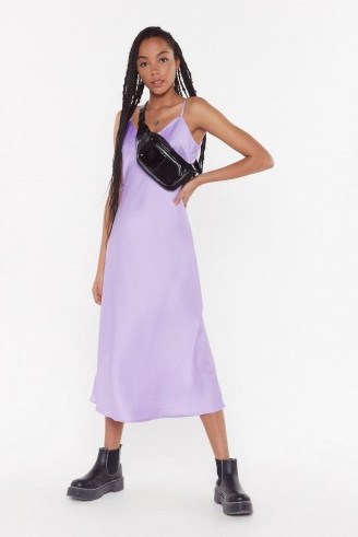 NASTY GAL Bias Cut V-Neck V-Back Midi Dress in Lilac - flipped