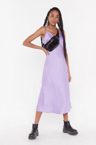NASTY GAL Bias Cut V-Neck V-Back Midi Dress in Lilac