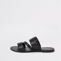 River Island Black diamante sandals | casual summer glamour