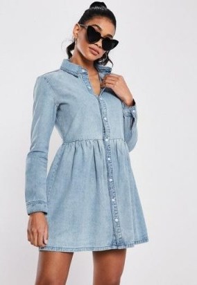 Missguided blue denim smock dress | shirt dresses - flipped