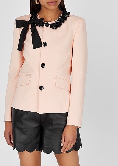 BOUTIQUE MOSCHINO Pink bow-embellished jacket | retro jackets - flipped