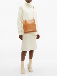 JIL SANDER Braided-strap medium tan-leather tote bag ~ light-brown bags