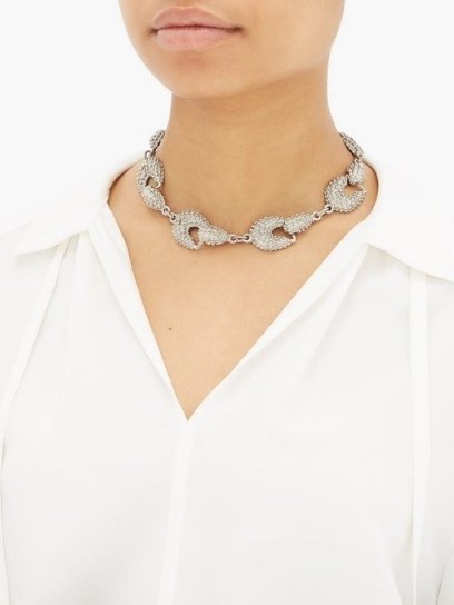 JIL SANDER Bubbled chain-link necklace ~ silver-tone chunky jewellery - flipped