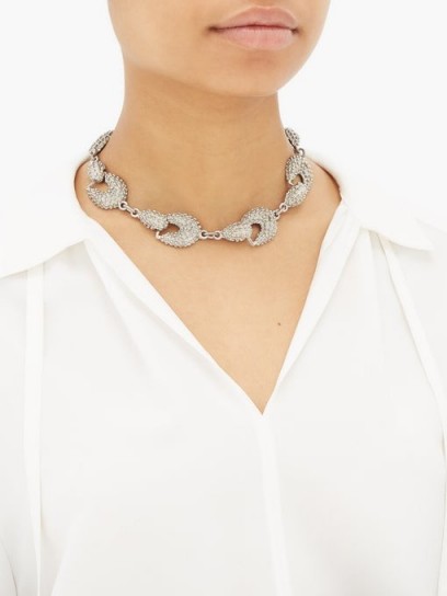 JIL SANDER Bubbled chain-link necklace ~ silver-tone chunky jewellery