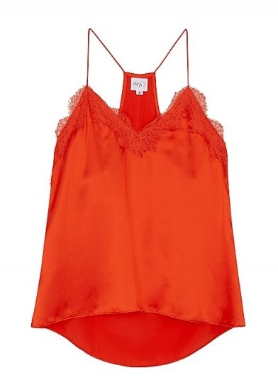 CAMI NYC The Racer orange silk top | bright strappy back cami - flipped